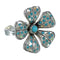Turquoise And Opal Sterling Silver Flower Southwest Ring Size 8-3/4 WX70662